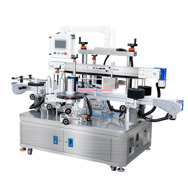 &Eacute;tiqueteuse double face automatique &agrave; grande vitesse YCT-52H | &Eacute;tiqueteuse double face et enveloppante pour bouteilles plates, carr&eacute;es et rondes