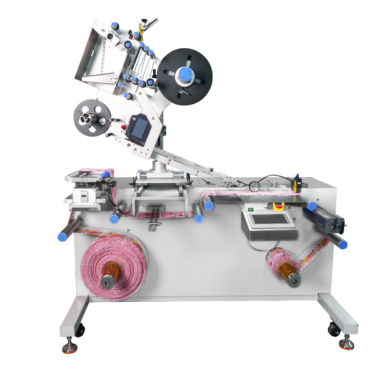 Hochgeschwindigkeits-Etikettiermaschine YCT-70 mit R&uuml;ckspulfunktion – servoangetriebener Rolle-zu-Rolle-Etikettenapplikator f&uuml;r RFID-, f&auml;lschungssichere und Pr&auml;zisions-Webetiketten