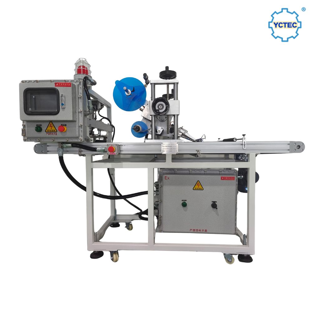 Mesin Pelabelan Datar Pengangkat Tahan Ledakan YCT-117 | Untuk Pengemasan Cat, Bahan Kimia & Pestisida