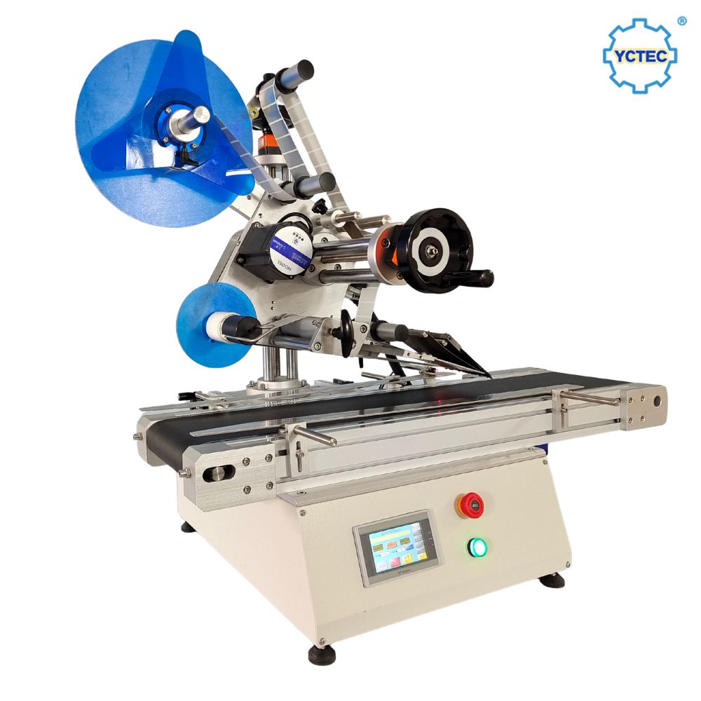 Etiquetadora plana autom&aacute;tica de mesa YCT-114 | Etiquetadora de superficie superior para cajas, carpetas y cartones